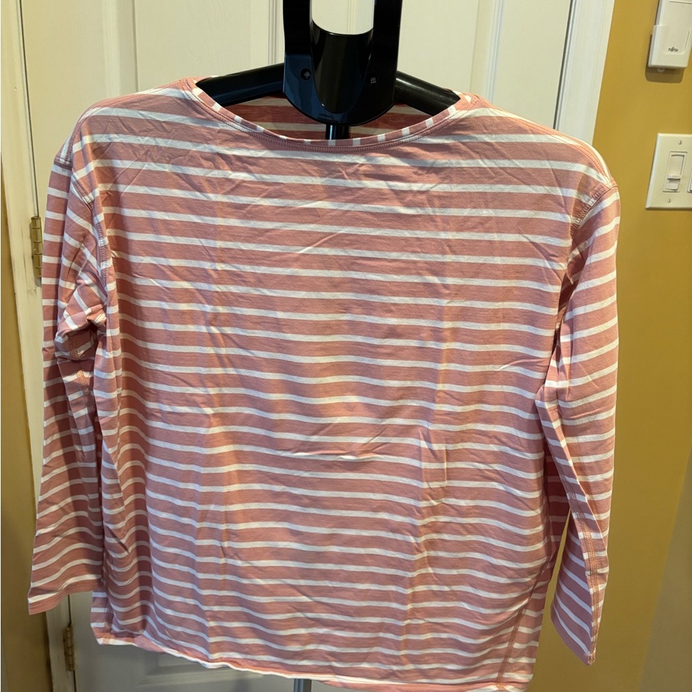 lululemon athletica Pink and White Striped Long Sleeve Tee